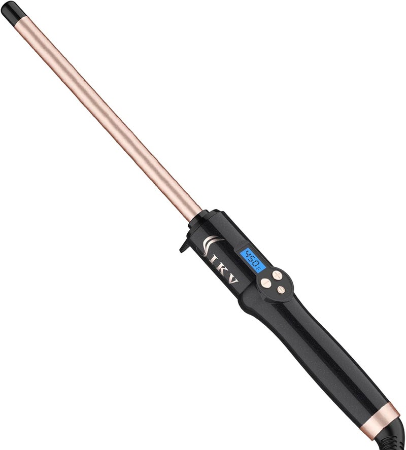 IKV 1/2 Inch Curling Wand for Short&Long Hair,Dual Voltage Small Wand Curling Iron for Tight Curls, Extral Long Hair Curling Iron with Tourmaline Ceramic,10 Adjustable Temp - Image 1